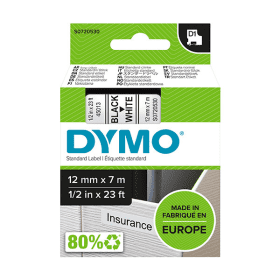 Compatible Dymo 45013 D1 Black On White Adhesive Labelling Tape 12mm x 7m