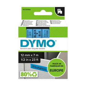 Compatible Dymo 45016 Black On Blue D1 Adhesive Labelling Tape 12mm x 7m