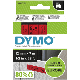 Compatible Dymo 45017 Black On Red D1 Adhesive Labelling Tape 12mm x 7m